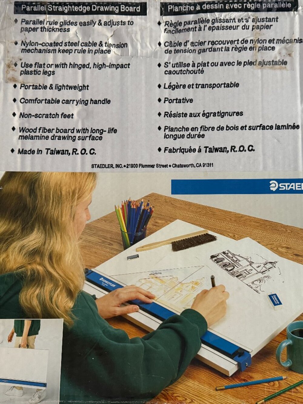 Portable Staedtler Parallel Straightedge Drawing Board  18x24 White